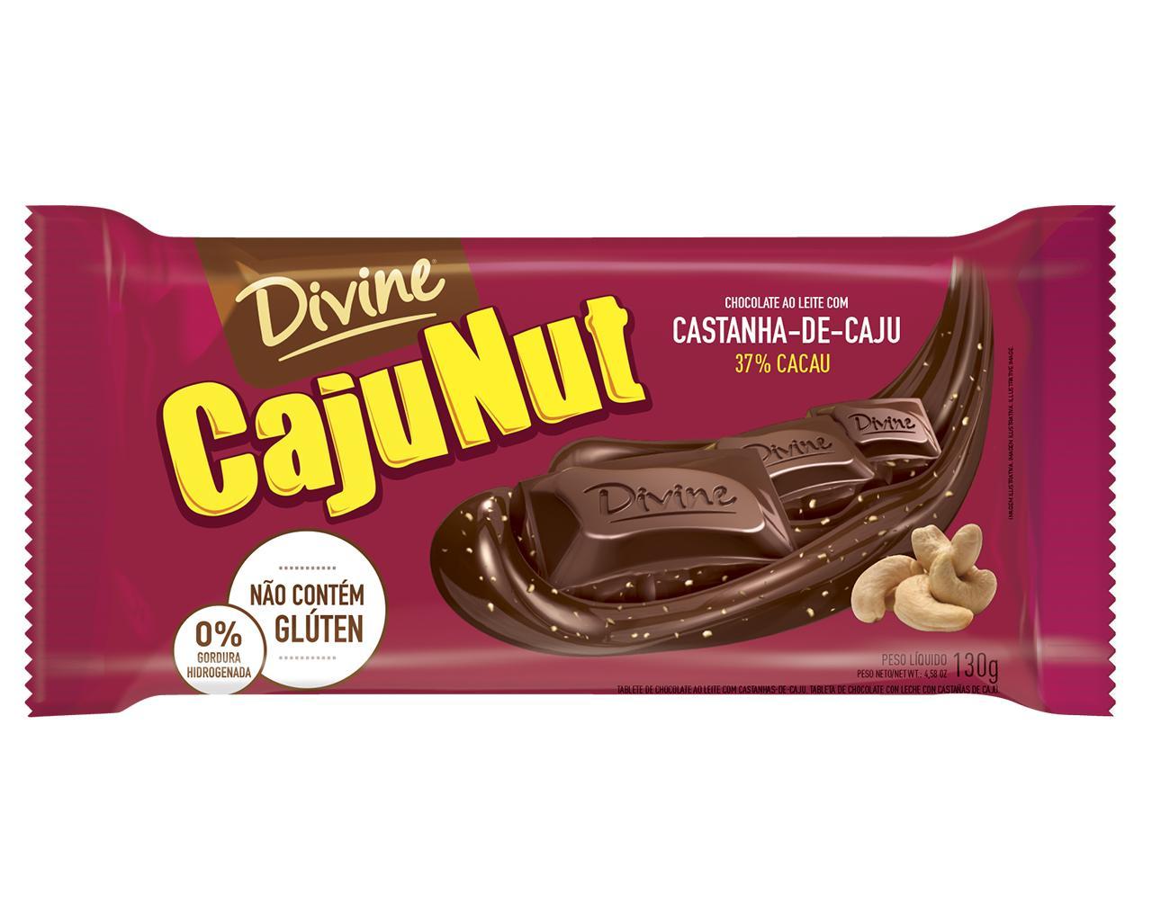BARRA CHOC AO LEITE 37% CACAU C/ CASTANHAS 130g CAJUNUT