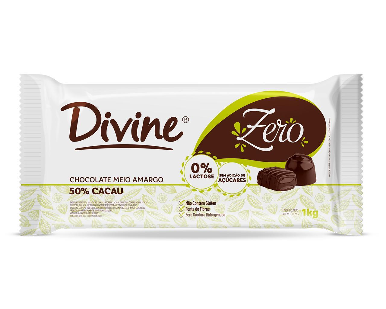 BARRA EMBALADA CHOC ZERO MEIO AMARGO 50% CACAU 1kg