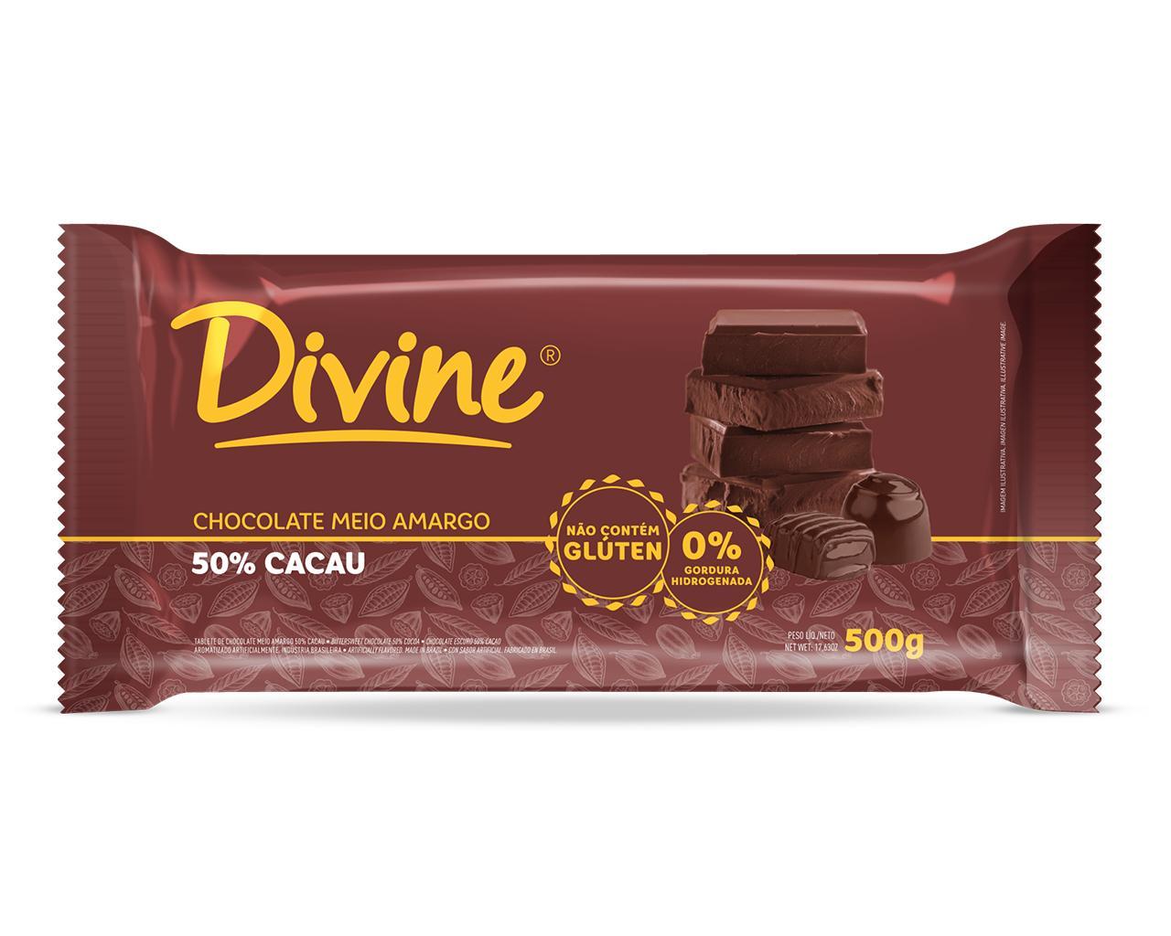 BARRA EMBALADA CHOC MEIO AMARGO 50% CACAU 500g