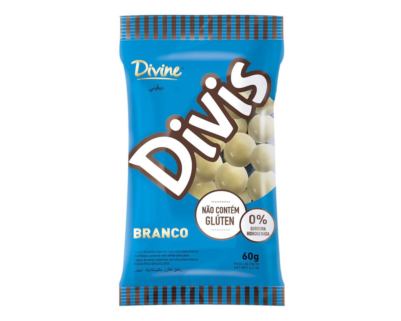 DRAGEAS FLOCOS ARROZ C/CHOC BRANCO 60g - DIVIS