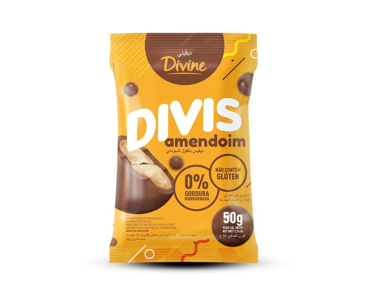 DRAGEAS AMENDOIM C/CHOC AO LEITE 37% CACAU 50g - DIVIS