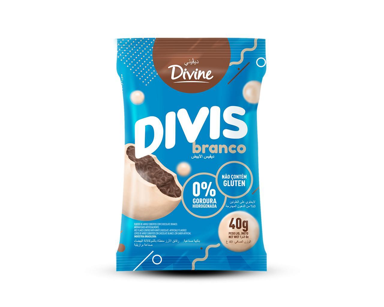 DRAGEAS FLOCOS ARROZ C/CHOC BRANCO 40g - DIVIS