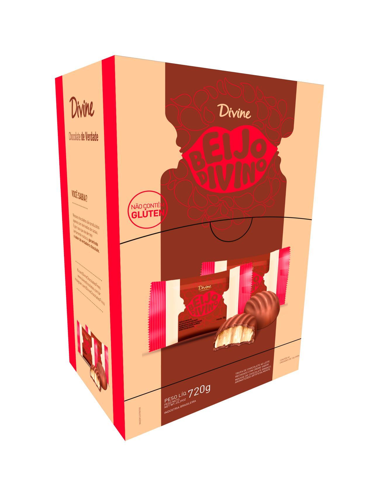DISPLAY TRUFAS CHOC AO LEITE 37% CACAU C/RECH  MOUSE CHOC BRANCO 720g - BEIJO DIVINO