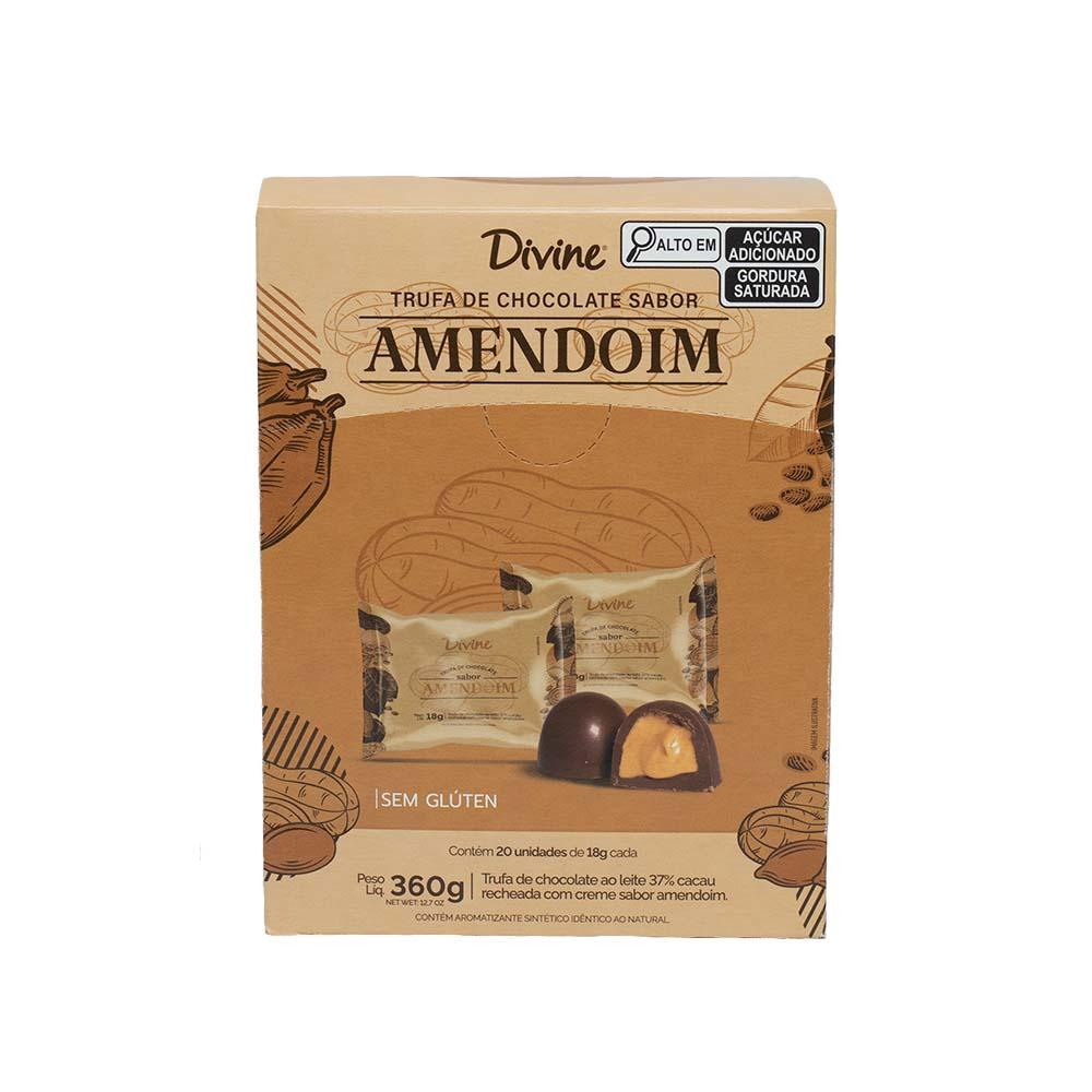 DISPLAY TRUFA 18G CHOC AO LEITE 37% CACAU C/RECH CREME DE AMENDOIM 360G