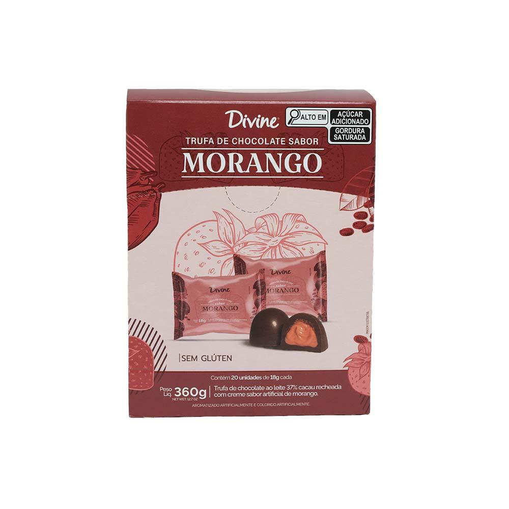 DISPLAY TRUFA 18G CHOC AO LEITE 37% CACAU C/RECH CREME DE MORANGO 360G