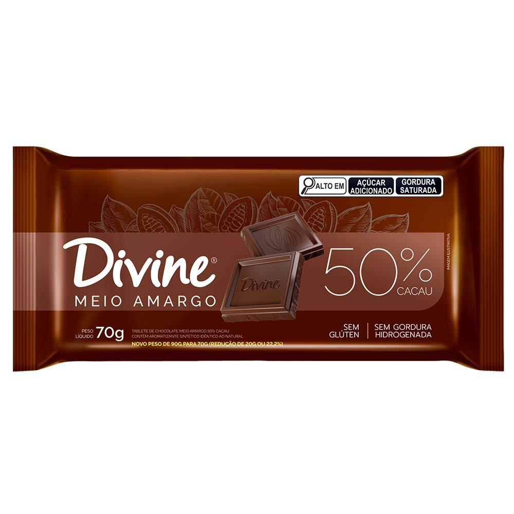 BARRA CHOC MEIO AMARGO 50% CACAU 70G