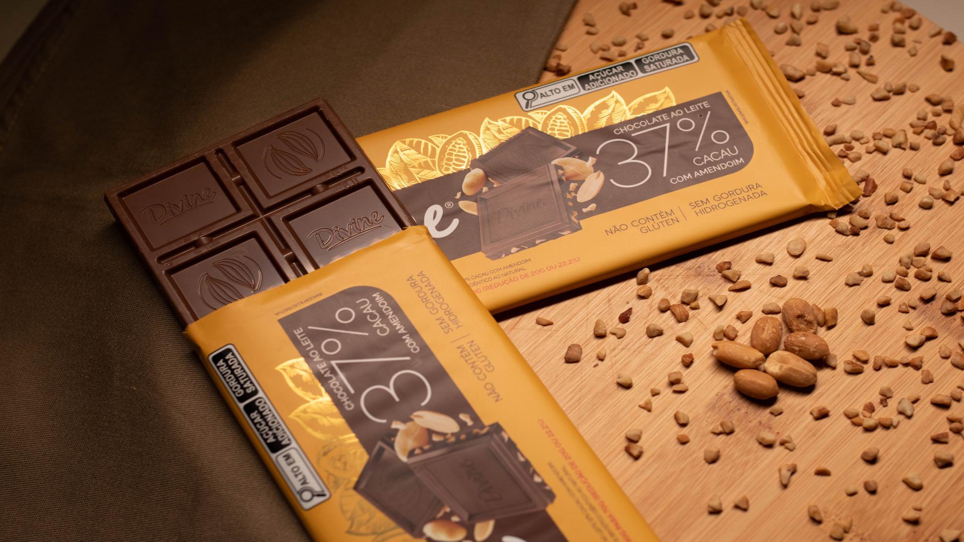 BARRA CHOC AO LEITE 37% CACAU COM AMENDOIM 70G - DIVINUT 2