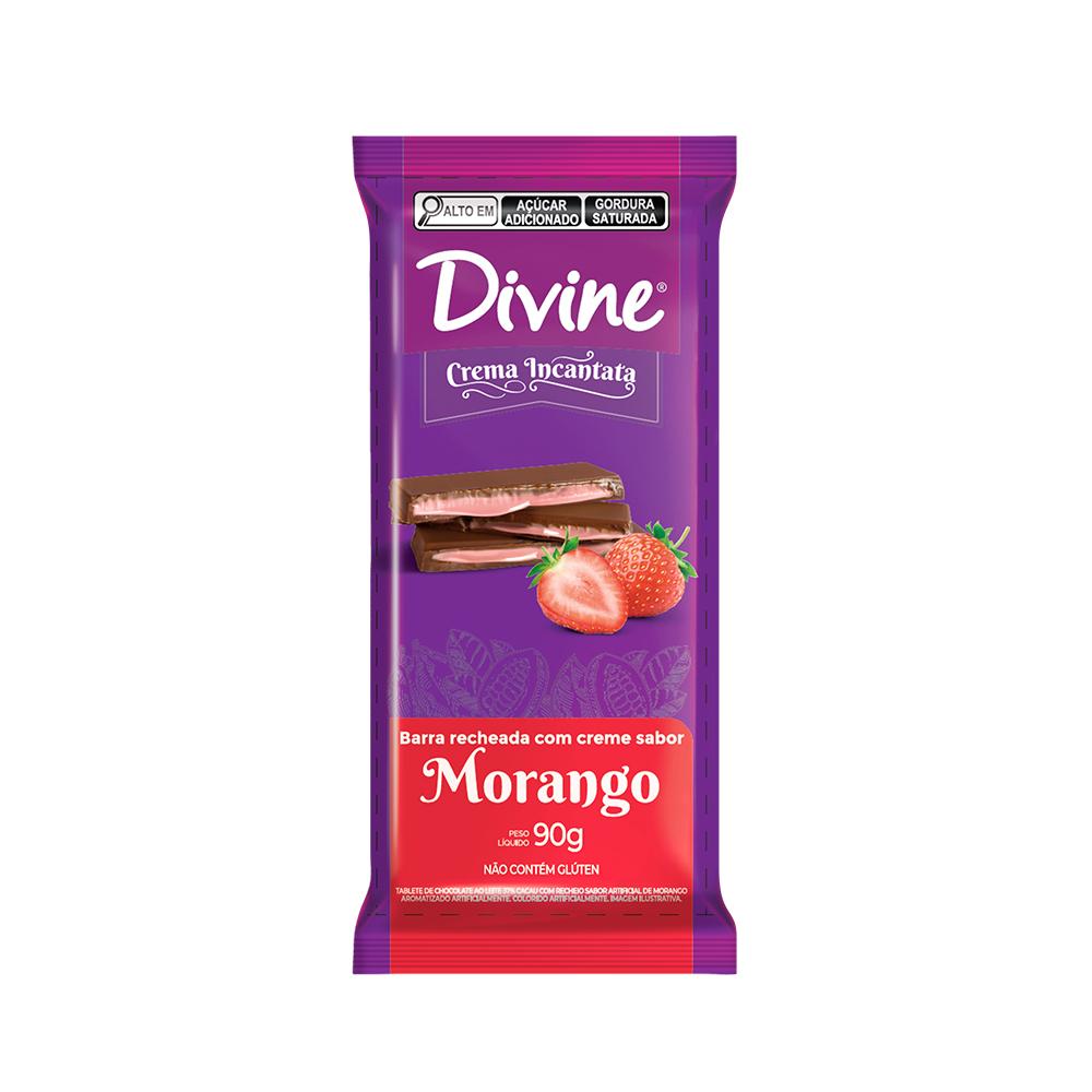 BARRA CHOC AO LEITE 37% CACAU RECHEADO COM CREME DE MORANGO 90G - CREMA INCANTATA