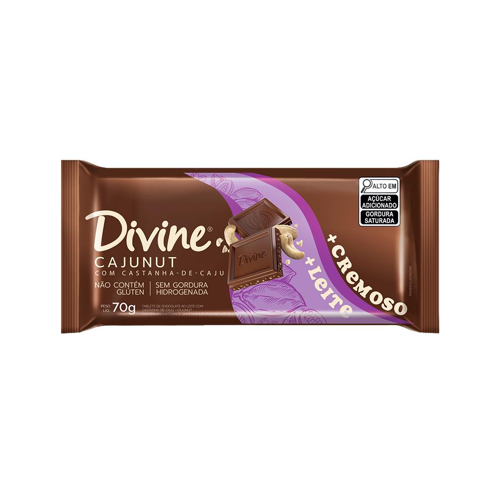 BARRA CHOC AO LEITE MAIS CREMOSO C/ CASTANHAS 70G - CAJUNUT