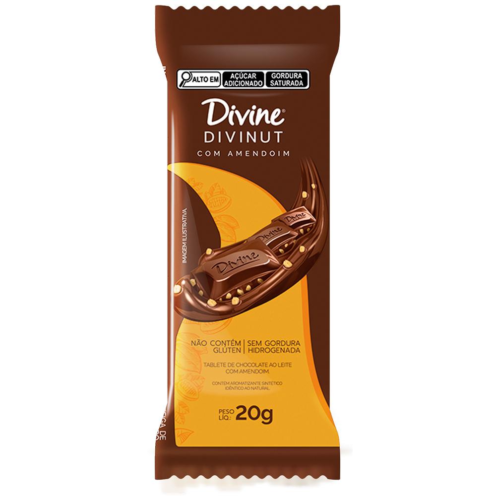 BARRINHA CHOC AO LEITE MAIS CREMOSO C/ AMENDOIM 20G DIVINUT