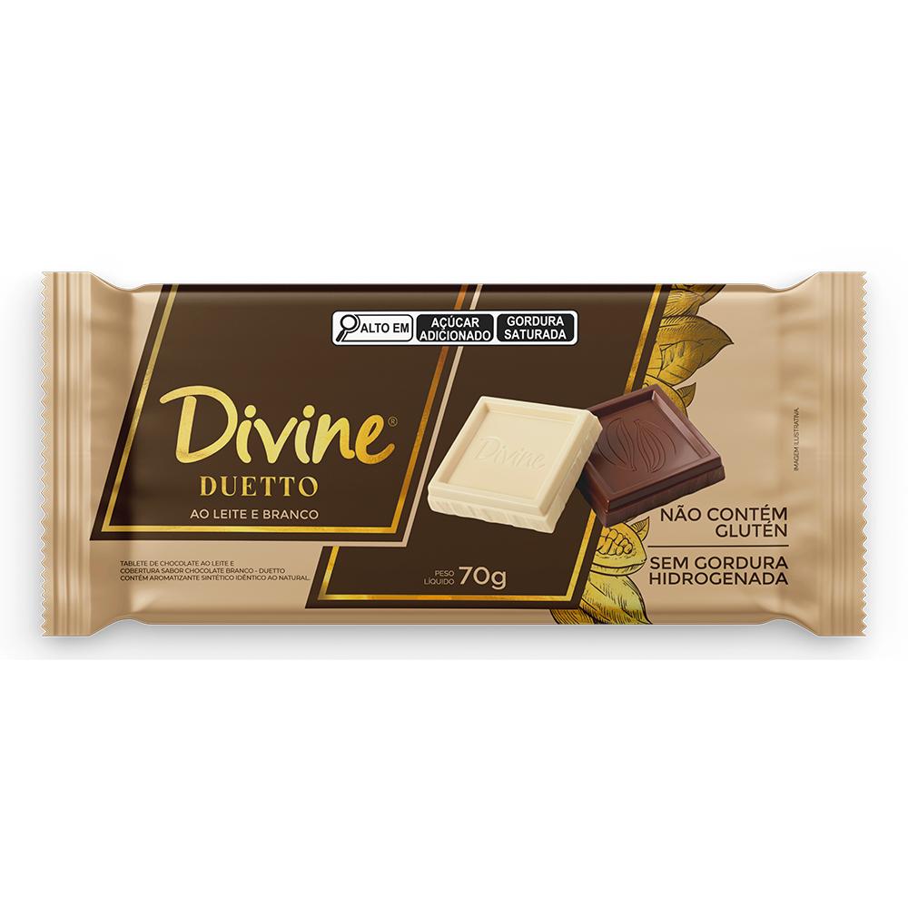 BARRA CHOC AO LEITE E BRANCO MAIS CREMOSO 70G - DUETTO