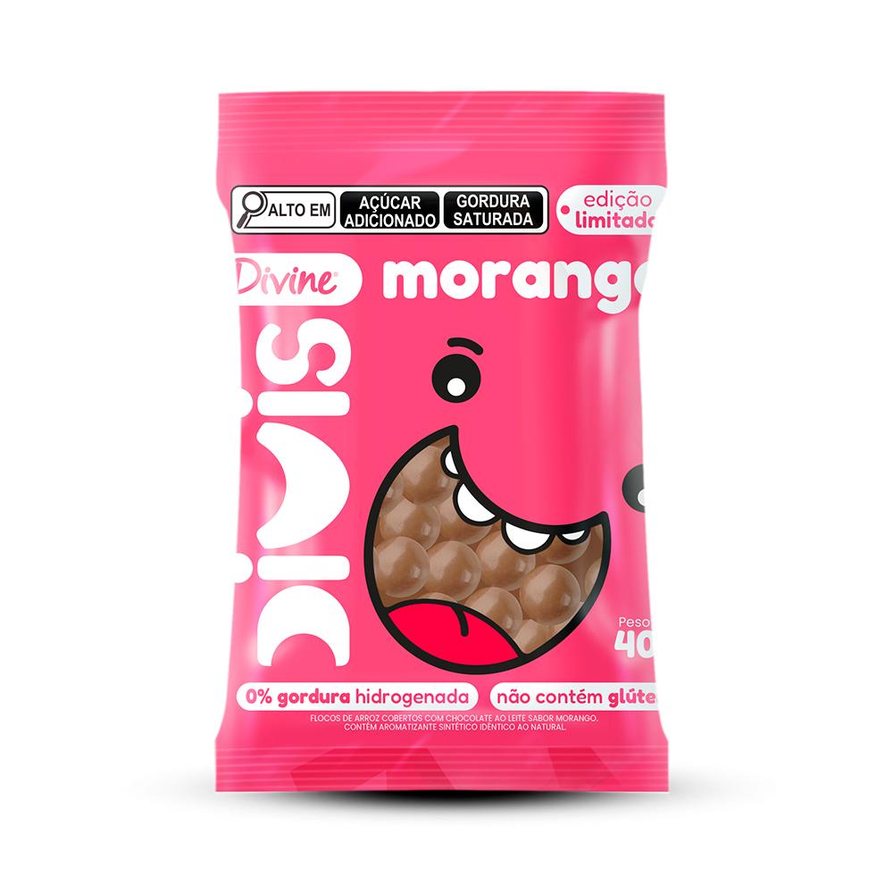 DRAGEAS FLOCOS ARROZ C/CHOC AO LEITE SABOR MORANGO GOURMET 40G - DIVIS