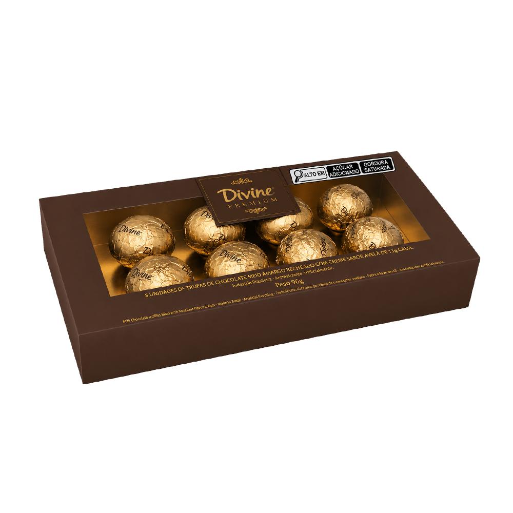 DISPLAY TRUFAS CHOC MEIO AMARGO C/RECH CREME SUICO 96G - BEIJO DIVINO PREMIUM 
