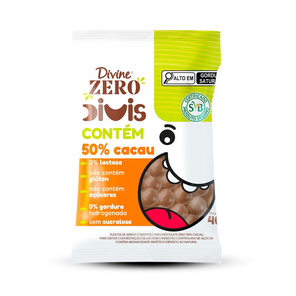 DRAGEAS FLOCOS ARROZ C/CHOC ZERO MEIO AMARGO 50% CACAU 40G - DIVIS
